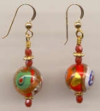 Fancy Millefiori_Red_Gold_White-Gold_Aventurina Earrings